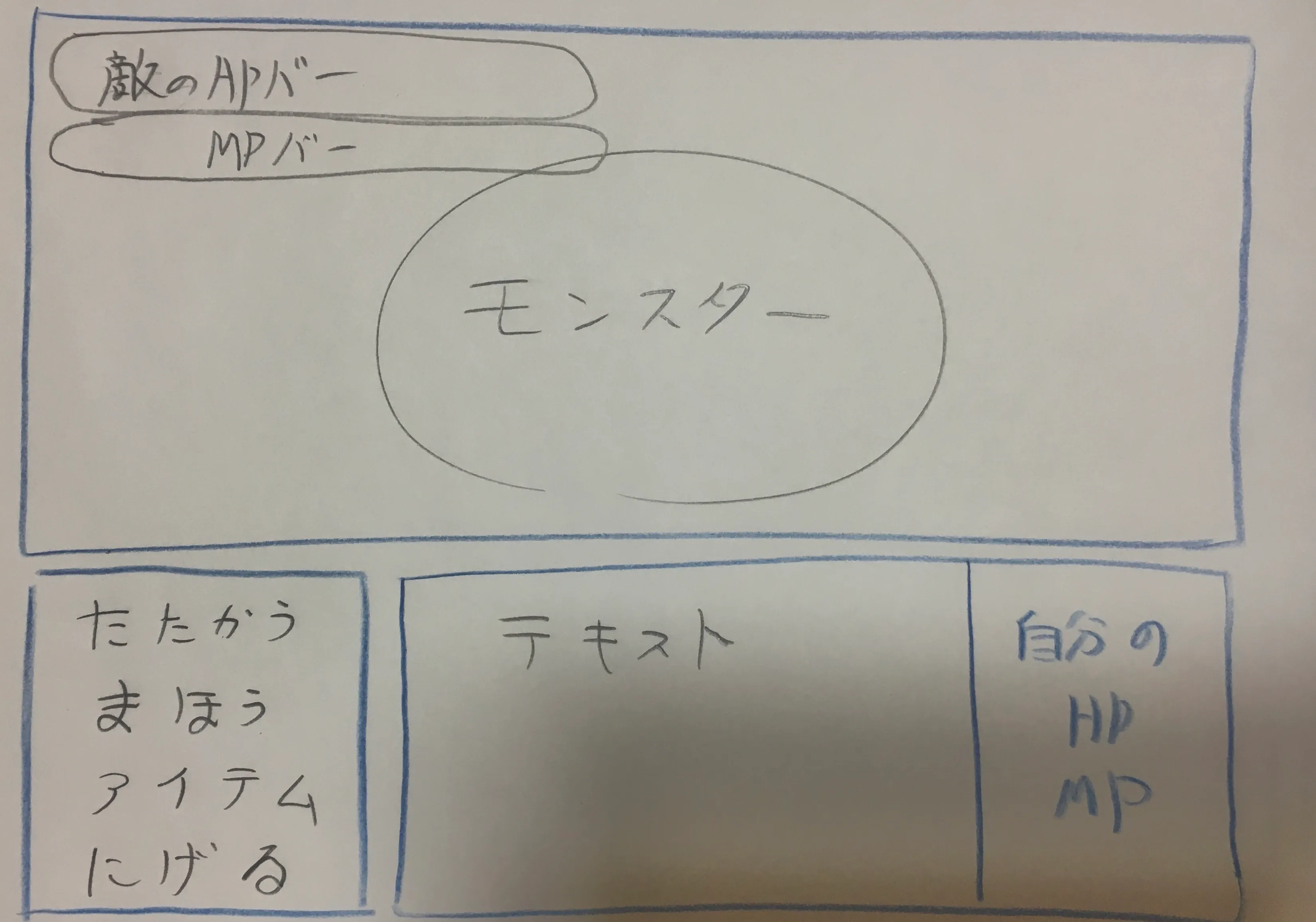 手書きのバトル画面の設計図