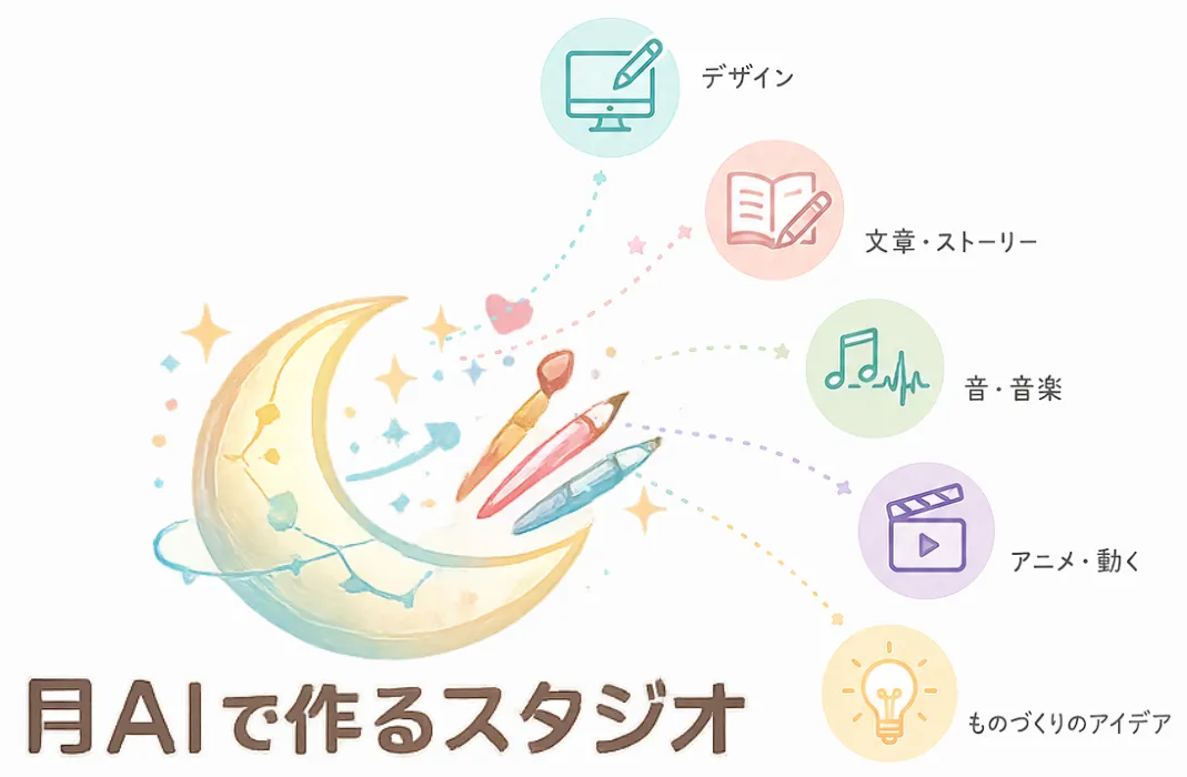 ここ、月ラボでできること:デザイン・文章・音楽・アニメ・ものづくり